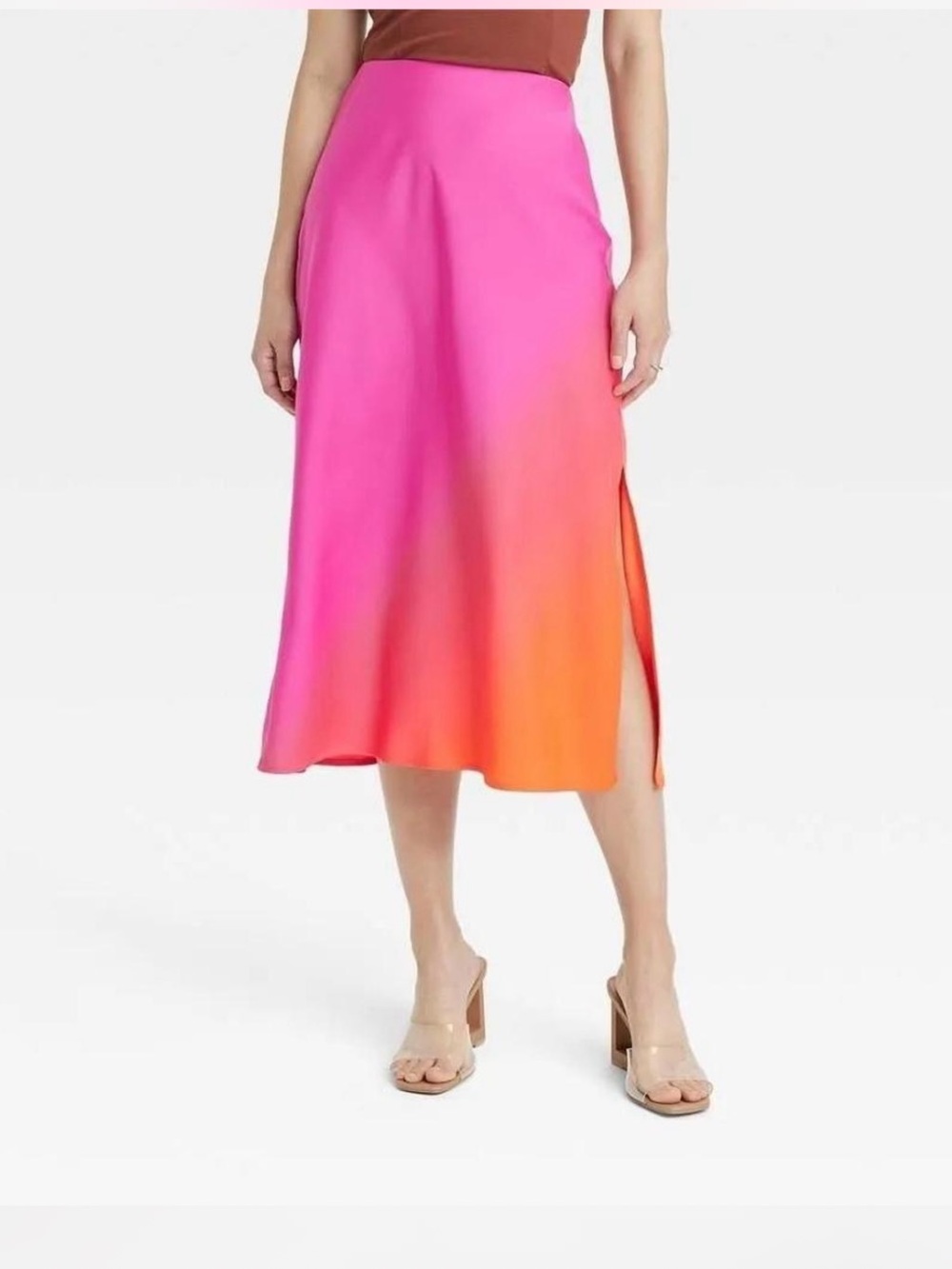 NWT Pink to Orange Ombre Midi Skirt